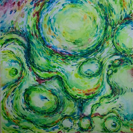 Painting of colorful abstract fluid